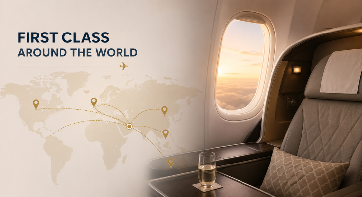 What routes does Oman Air fly first class? (ওমান এয়ার কোন রুটে ফার্স্ট ক্লাস ফ্লাই করে?)